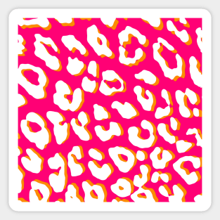 White Leopard Print Pink Orange Sticker